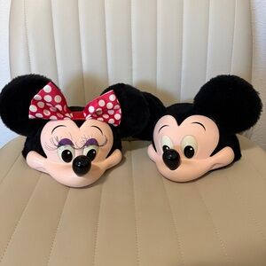 Vintage 1993 3D Mickey Mouse & Minnie Snapback Hat Hard Plastic Face w/ Ears Hat